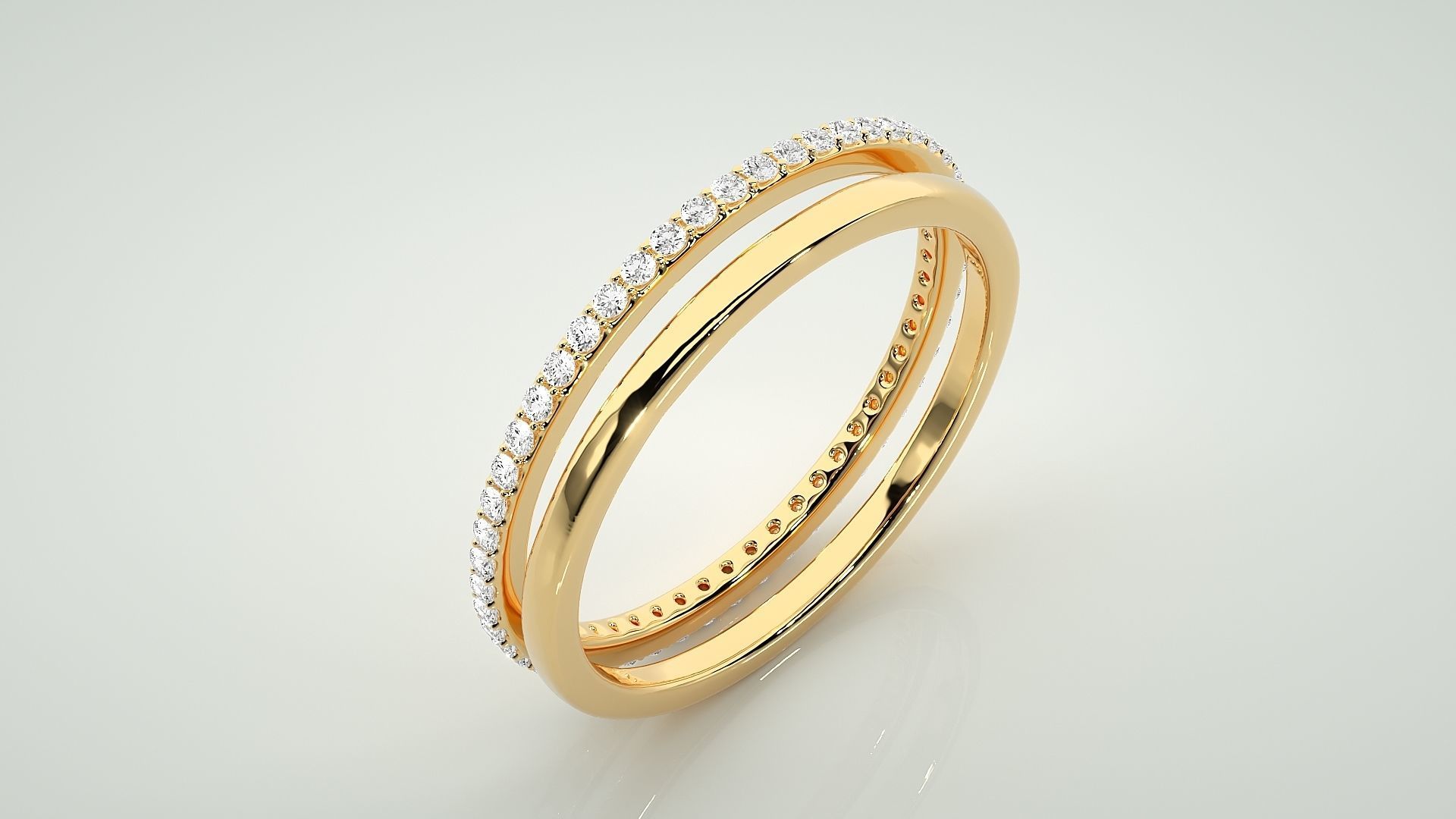 Ultra Light wt Thin Couple Band Ring 3dm stl render detail 3D print model_12