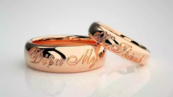 His and Her Plain Gold Couple Band Ring 3dm stl render detail 3D print model His and Her Plain Gold Couple Band Ring 3dm stl render detail 3D print model