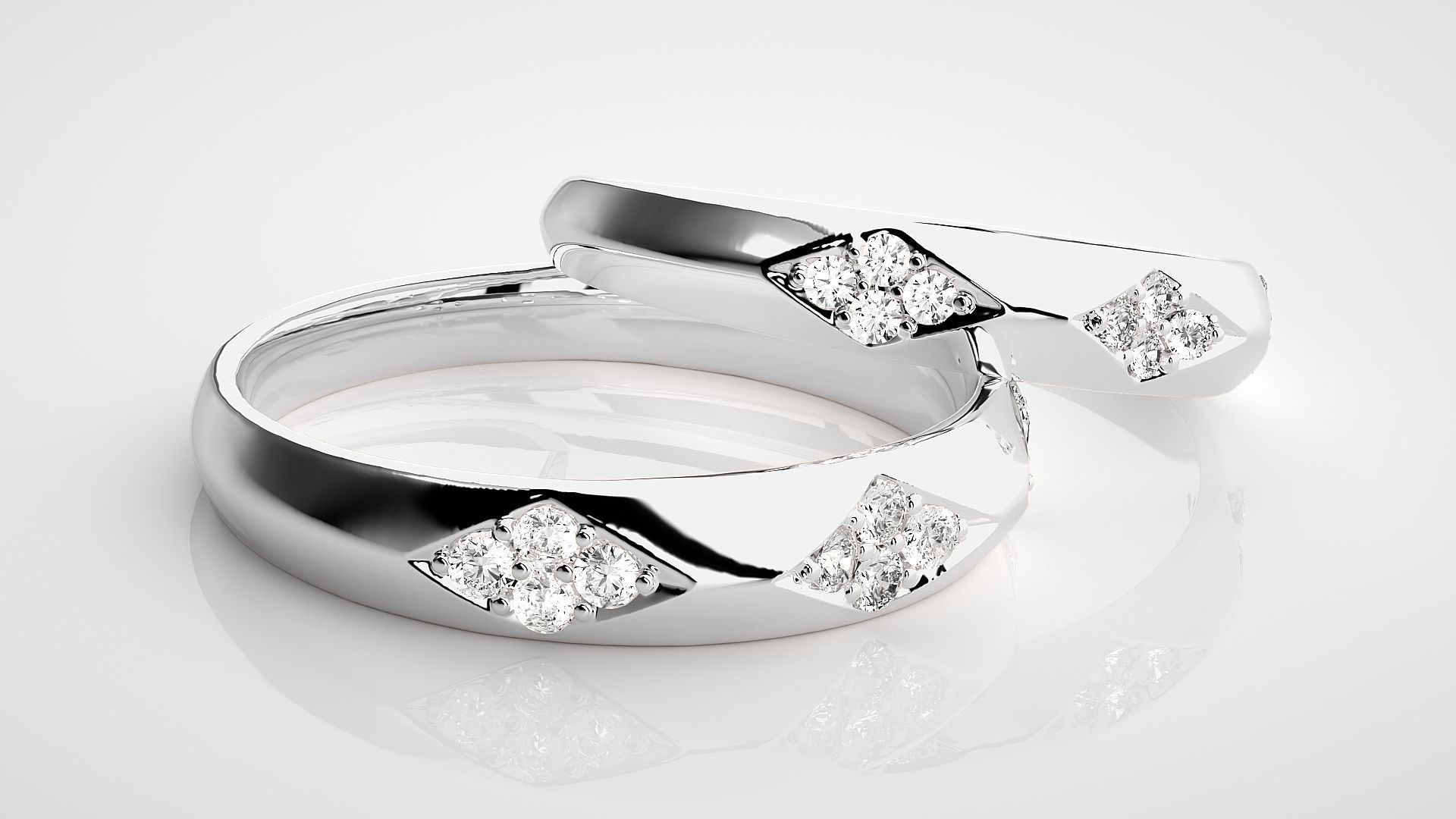 Diamond Couple Band Ring 3dm stl render detail 3D print model_6