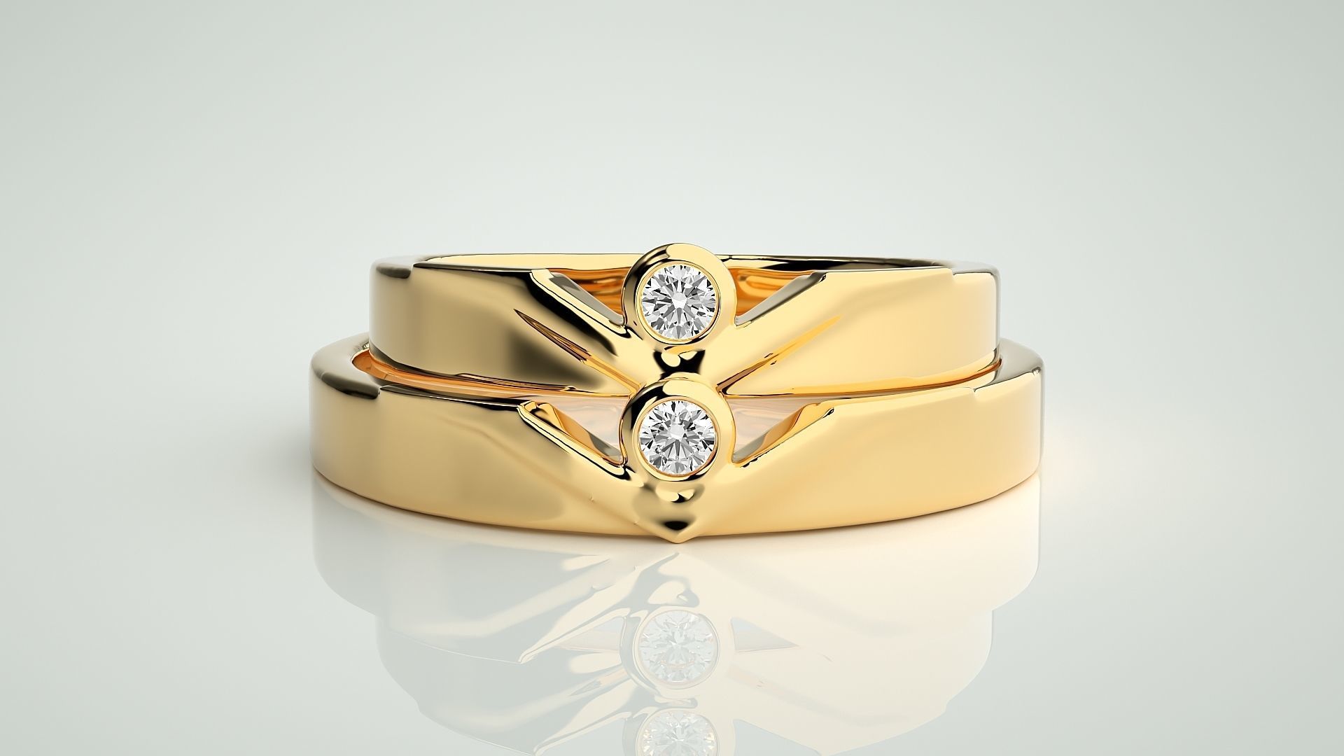 Solitaire Couple Band Ring 3dm stl render detail 3D print model_11