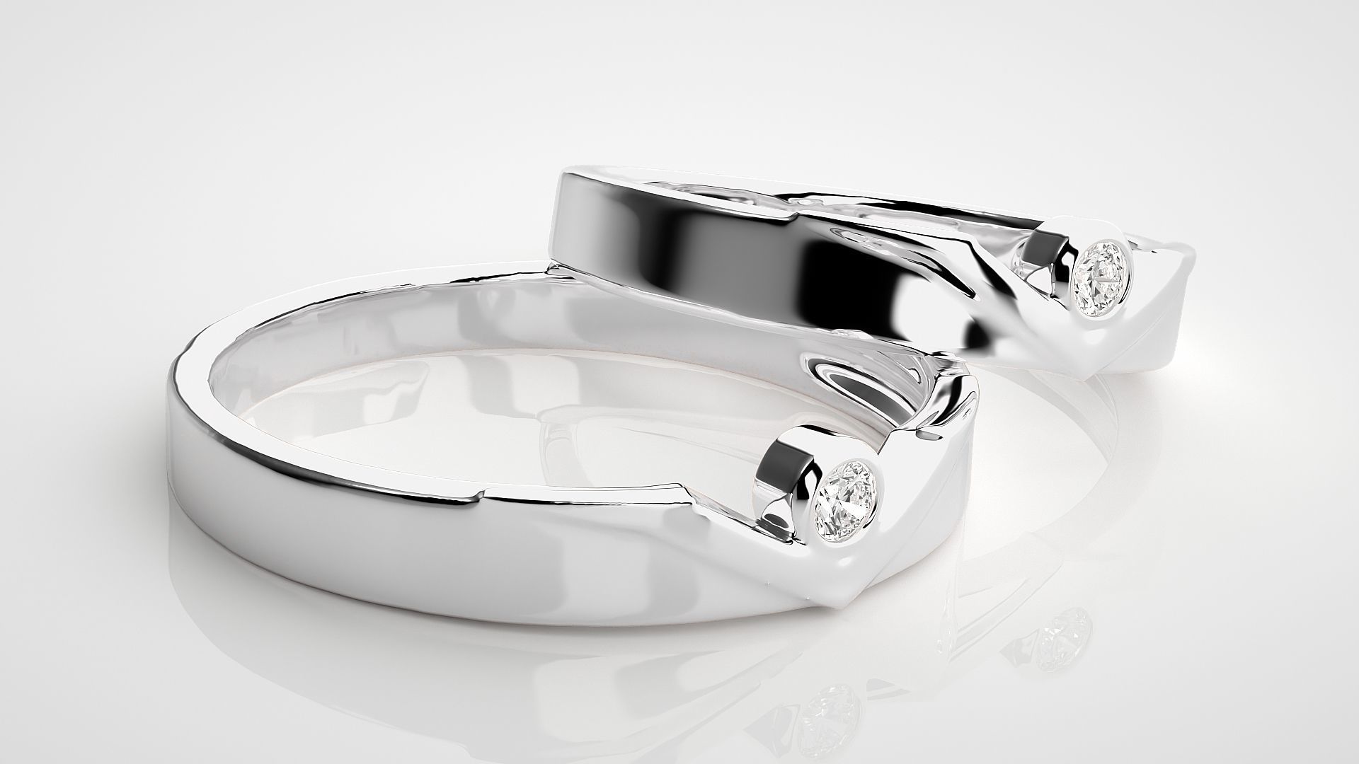 Solitaire Couple Band Ring 3dm stl render detail 3D print model_6