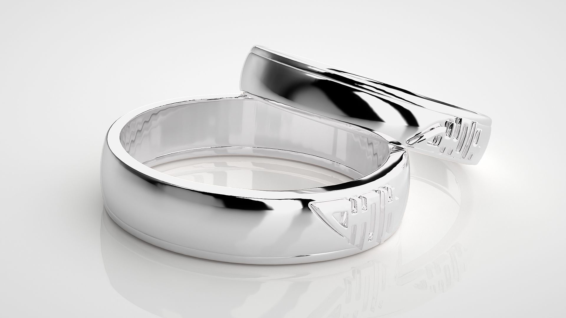 His and Her Plain Gold Couple Band Ring 3dm stl render detail  3D print model_6