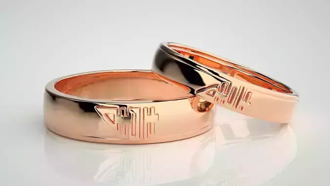 His and Her Plain Gold Couple Band Ring 3dm stl render detail  3D print model His and Her Plain Gold Couple Band Ring 3dm stl render detail  3D print model