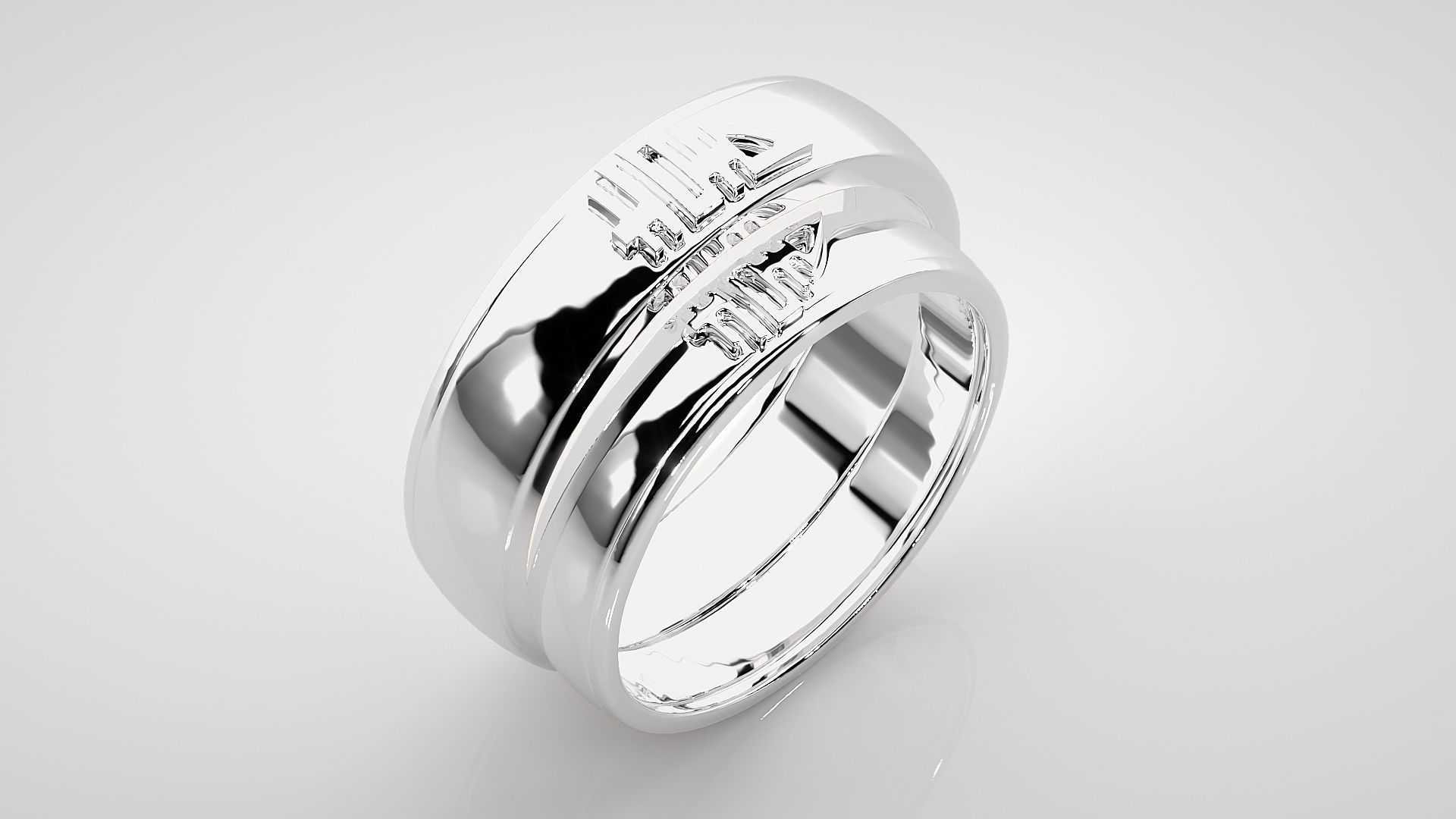 His and Her Plain Gold Couple Band Ring 3dm stl render detail  3D print model_8