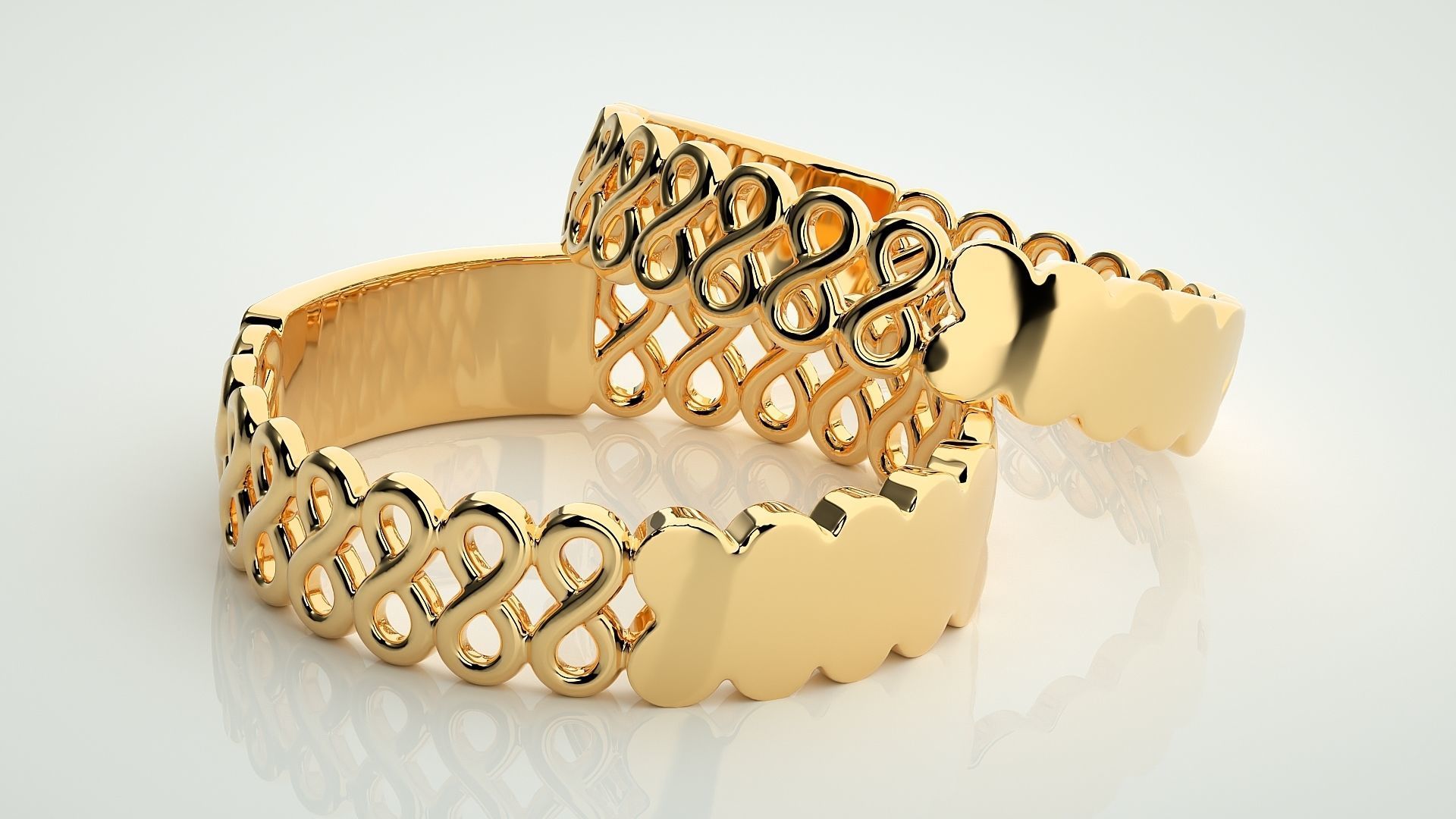 Infinity Plain Gold Couple Band Ring 3dm stl render detail  3D print model_10
