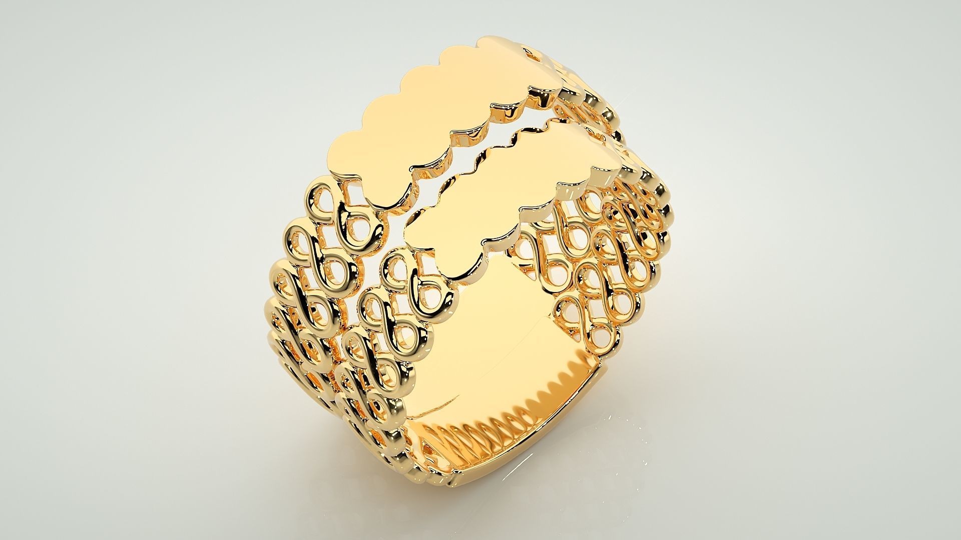 Infinity Plain Gold Couple Band Ring 3dm stl render detail  3D print model_12