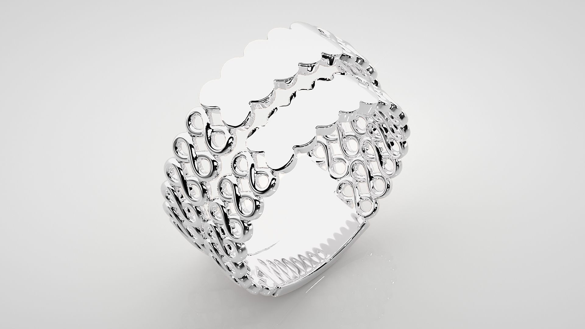 Infinity Plain Gold Couple Band Ring 3dm stl render detail  3D print model_8