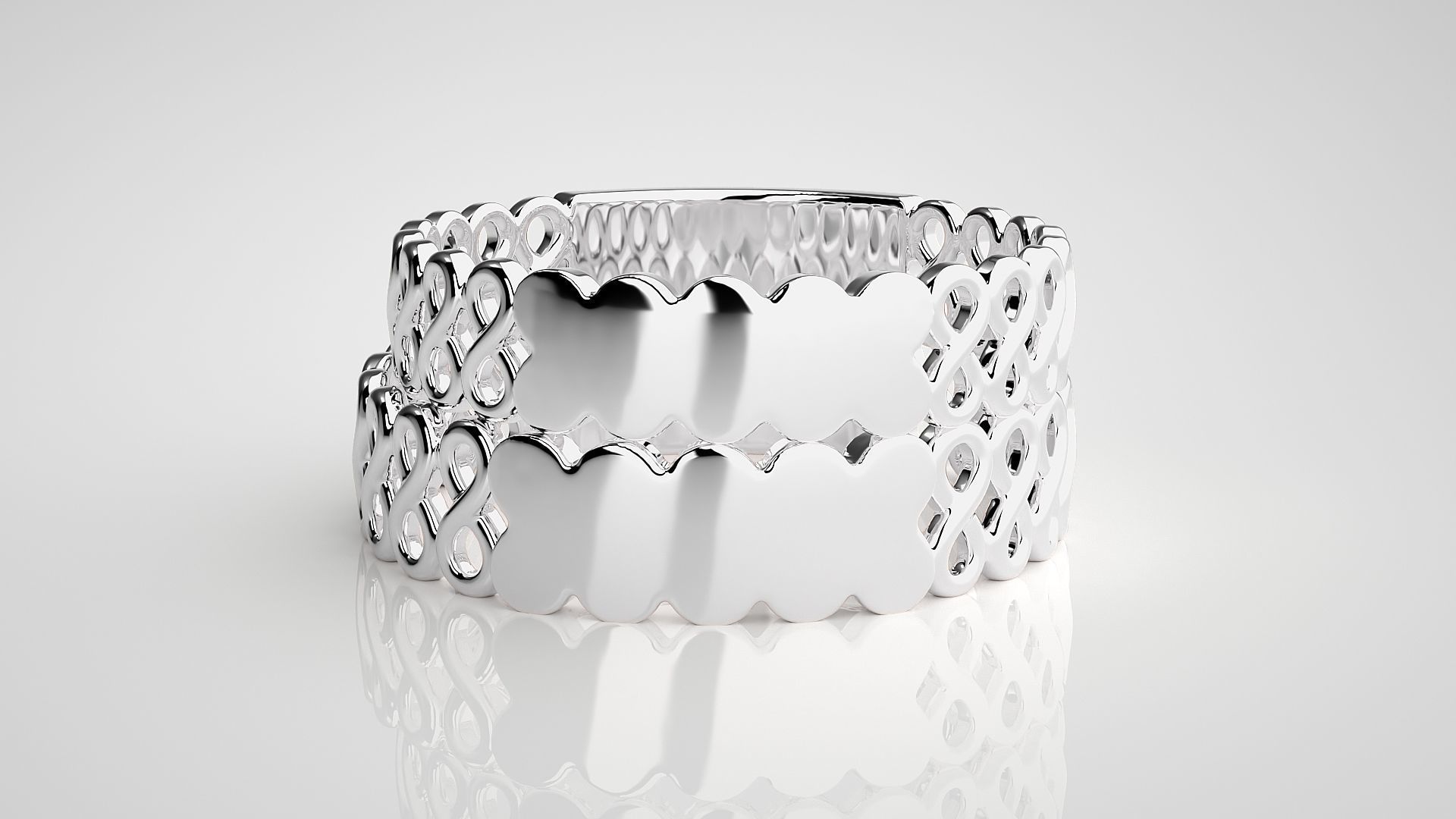 Infinity Plain Gold Couple Band Ring 3dm stl render detail  3D print model_7