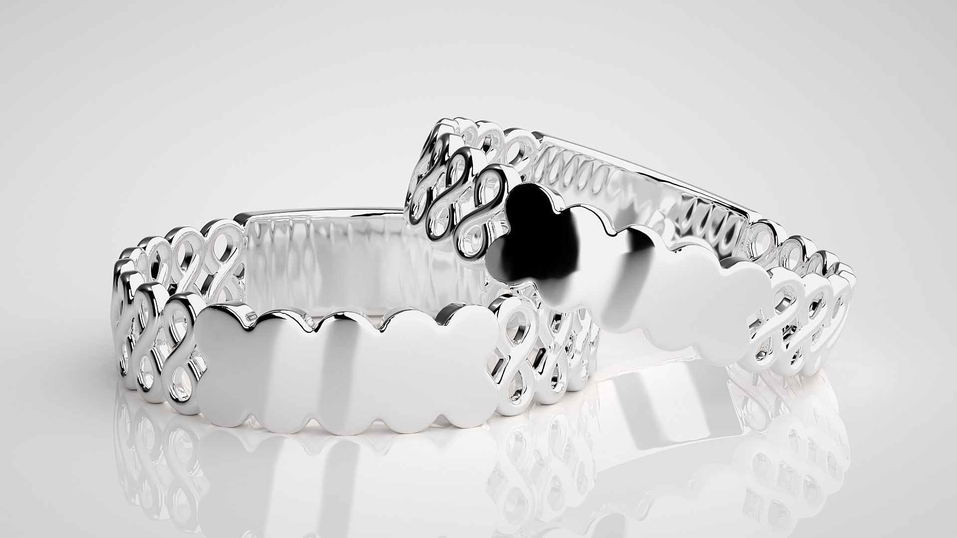 Infinity Plain Gold Couple Band Ring 3dm stl render detail  3D print model_5