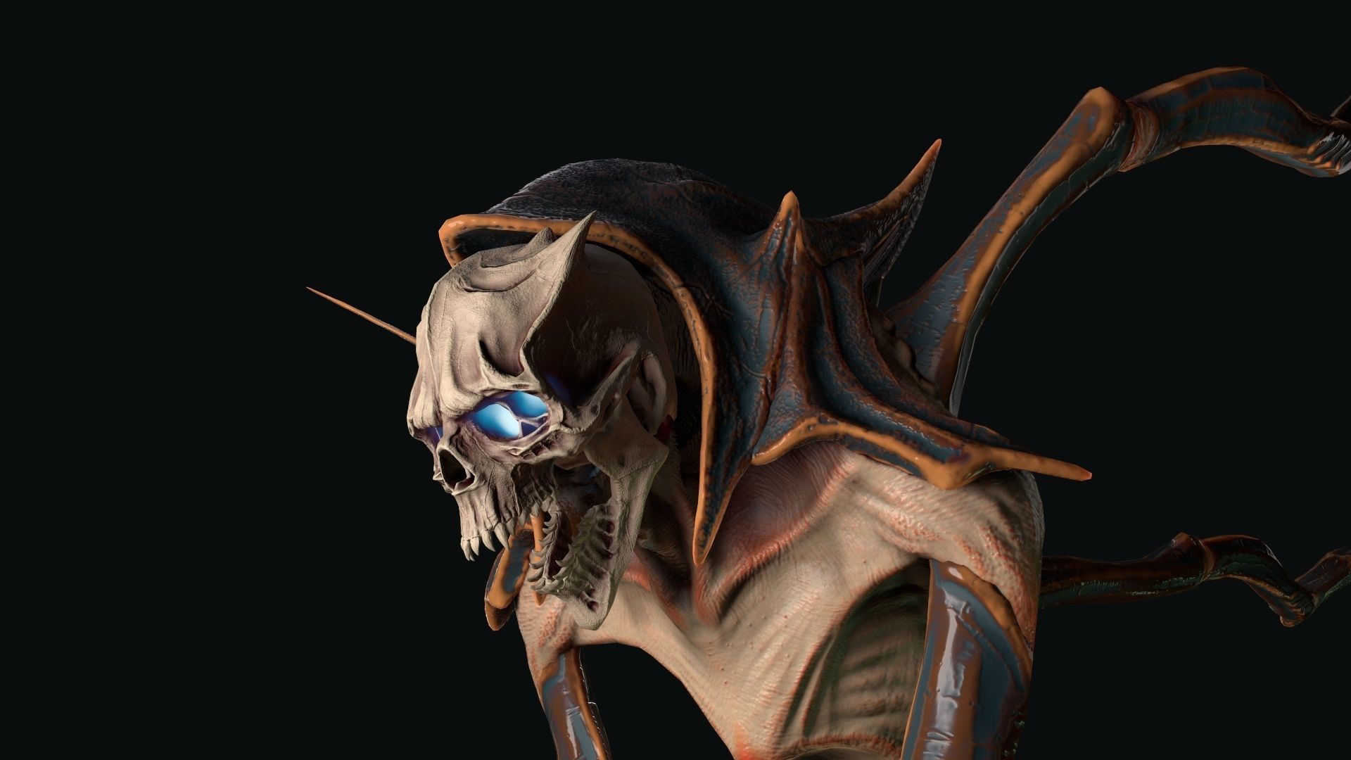 Spider 7 creature with long arms and legs Low-poly 3D model_12