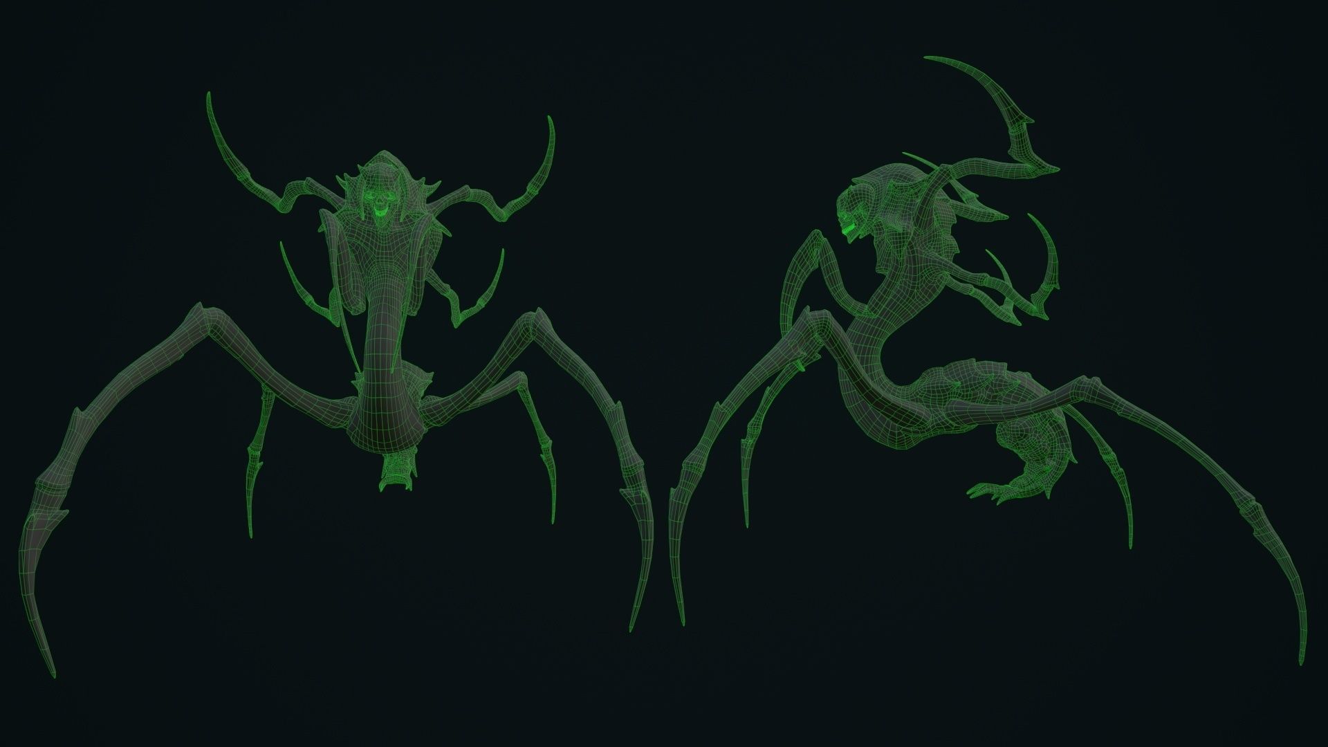 Spider 7 creature with long arms and legs Low-poly 3D model_36