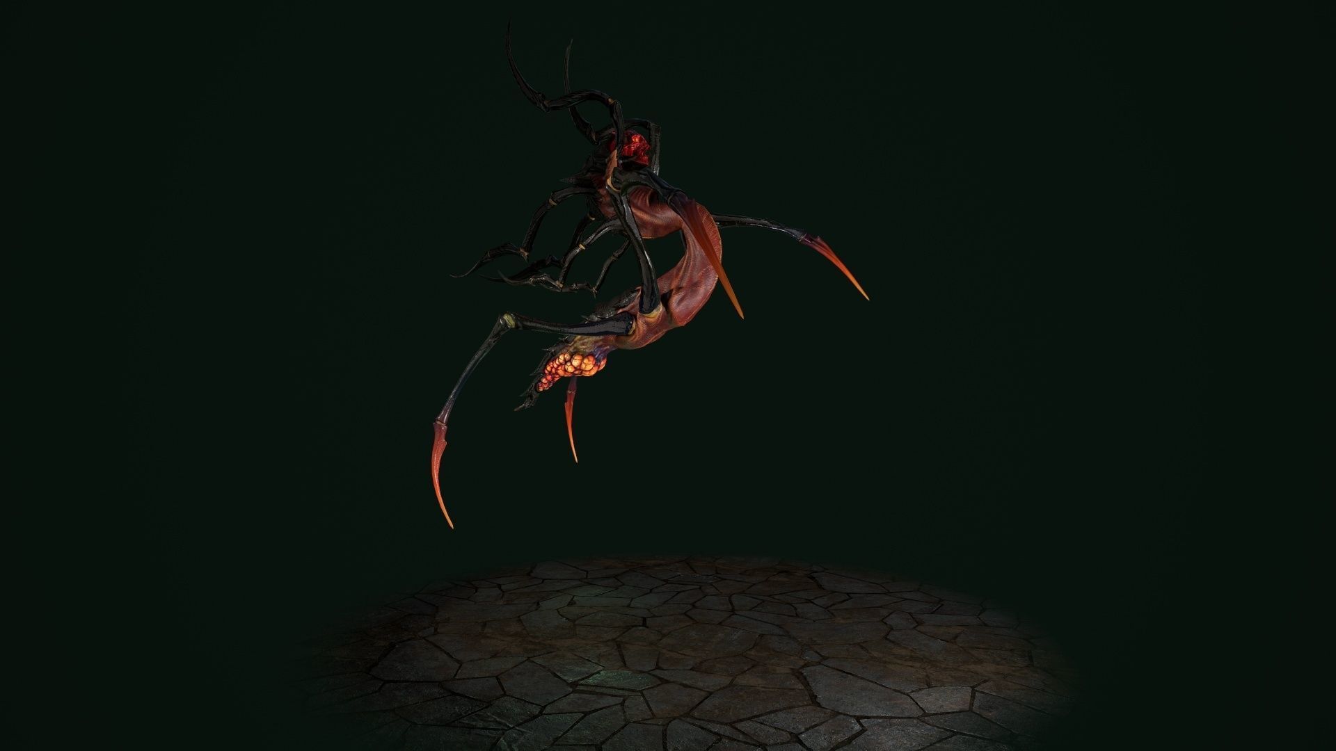 Spider 7 creature with long arms and legs Low-poly 3D model_8