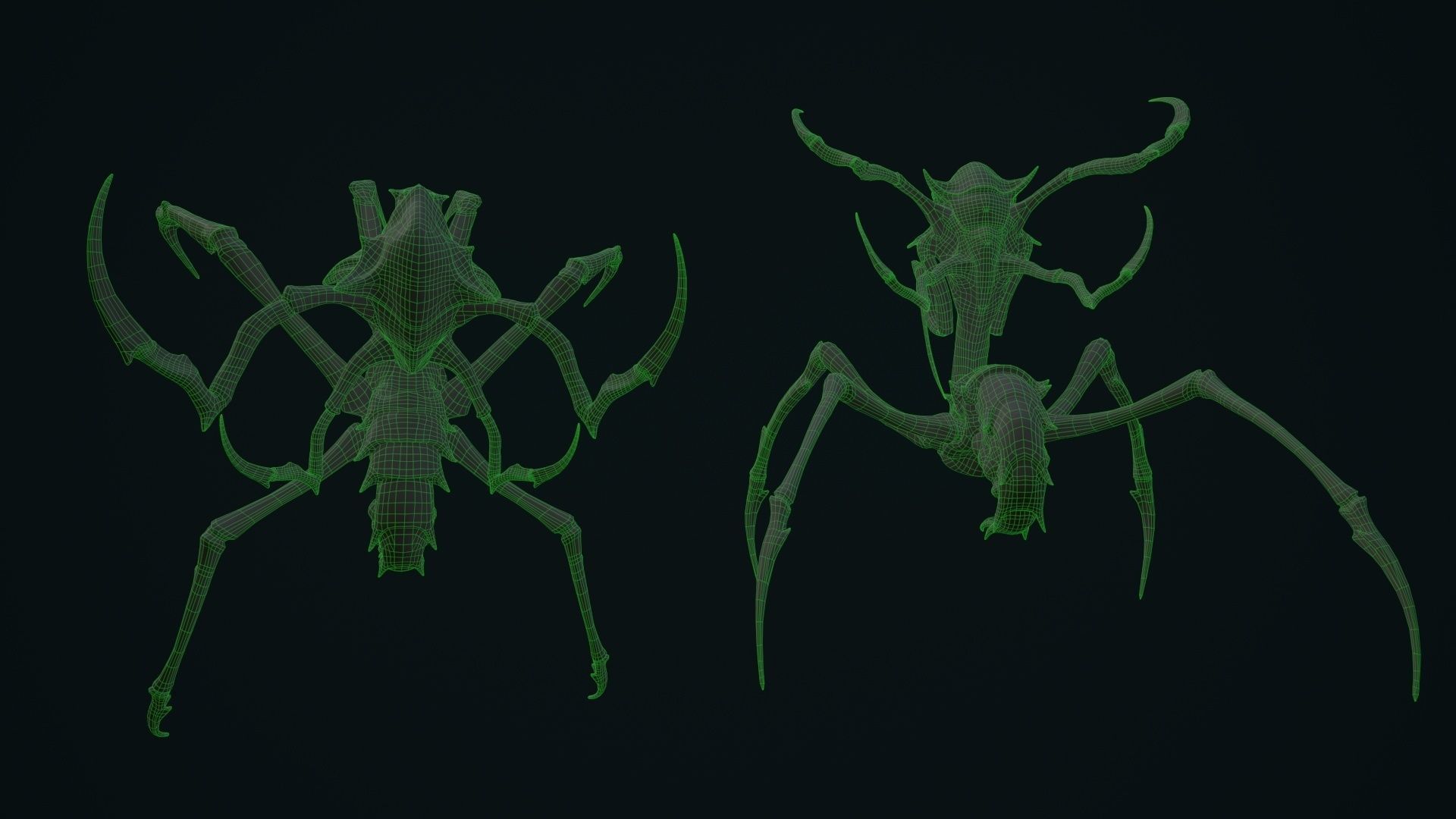 Spider 7 creature with long arms and legs Low-poly 3D model_37