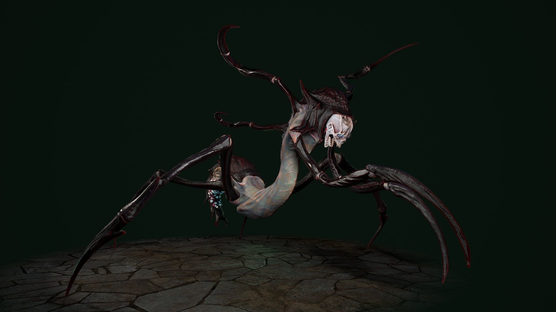 Spider 7 creature with long arms and legs Low-poly 3D model_20
