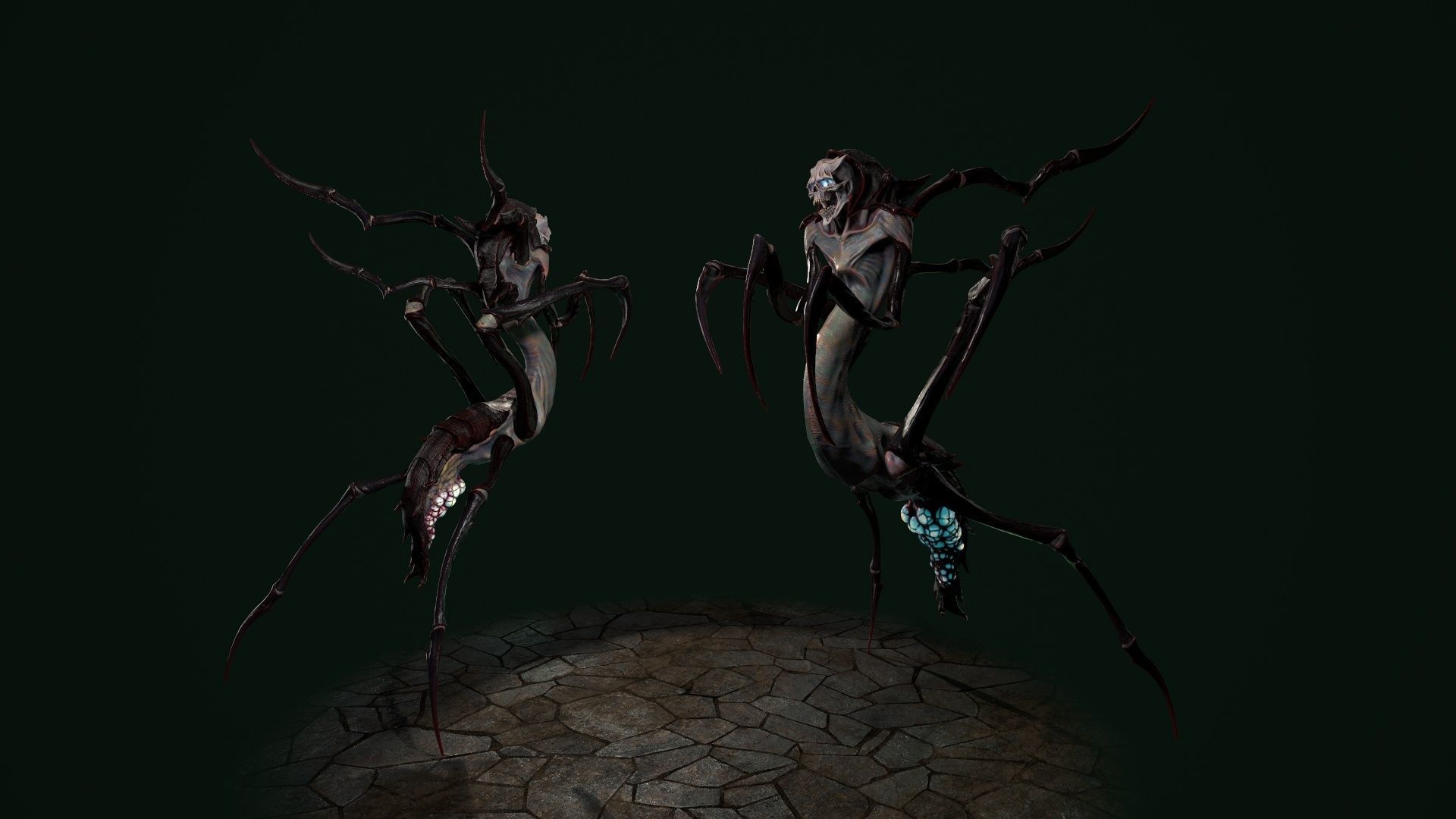 Spider 7 creature with long arms and legs Low-poly 3D model_24