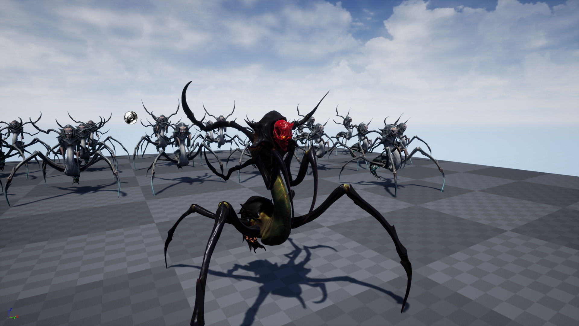 Spider 7 creature with long arms and legs Low-poly 3D model_32