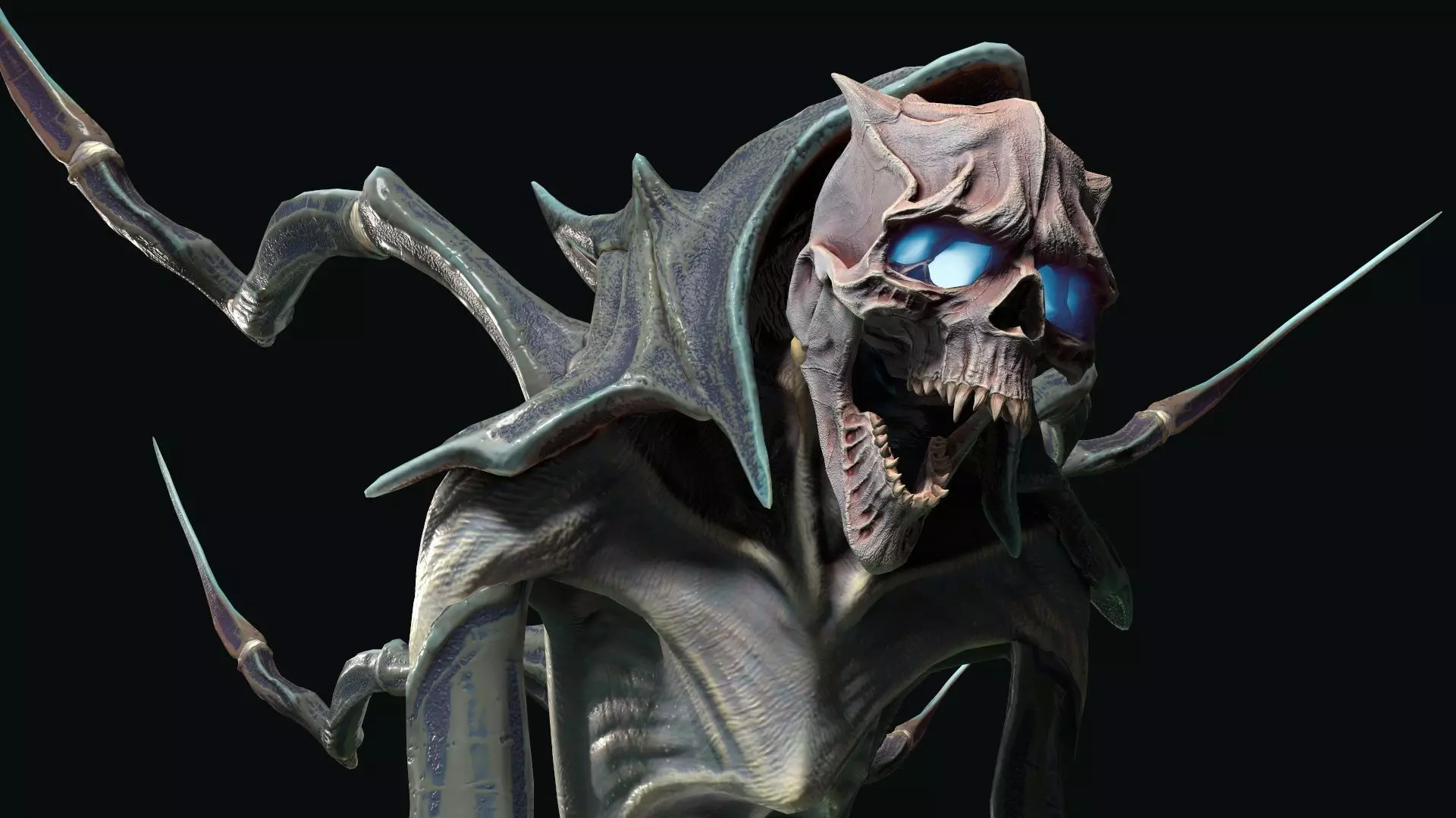 Spider 7 creature with long arms and legs Low-poly 3D model_0