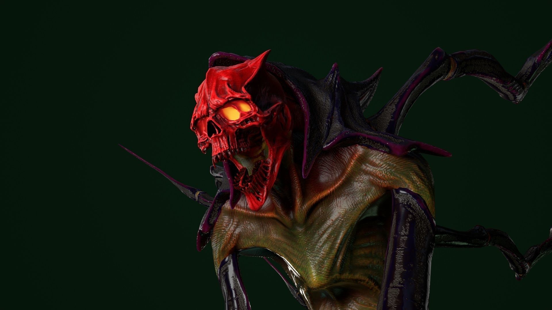 Spider 7 creature with long arms and legs Low-poly 3D model_16