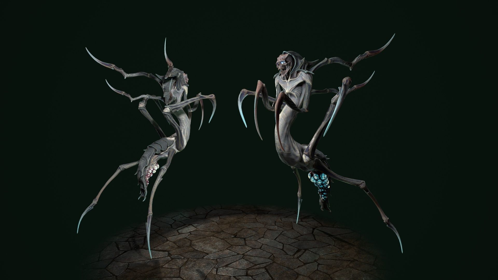Spider 7 creature with long arms and legs Low-poly 3D model_23