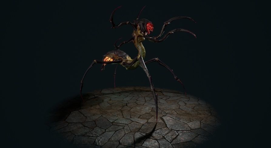 Spider 7 creature with long arms and legs Low-poly 3D model_28
