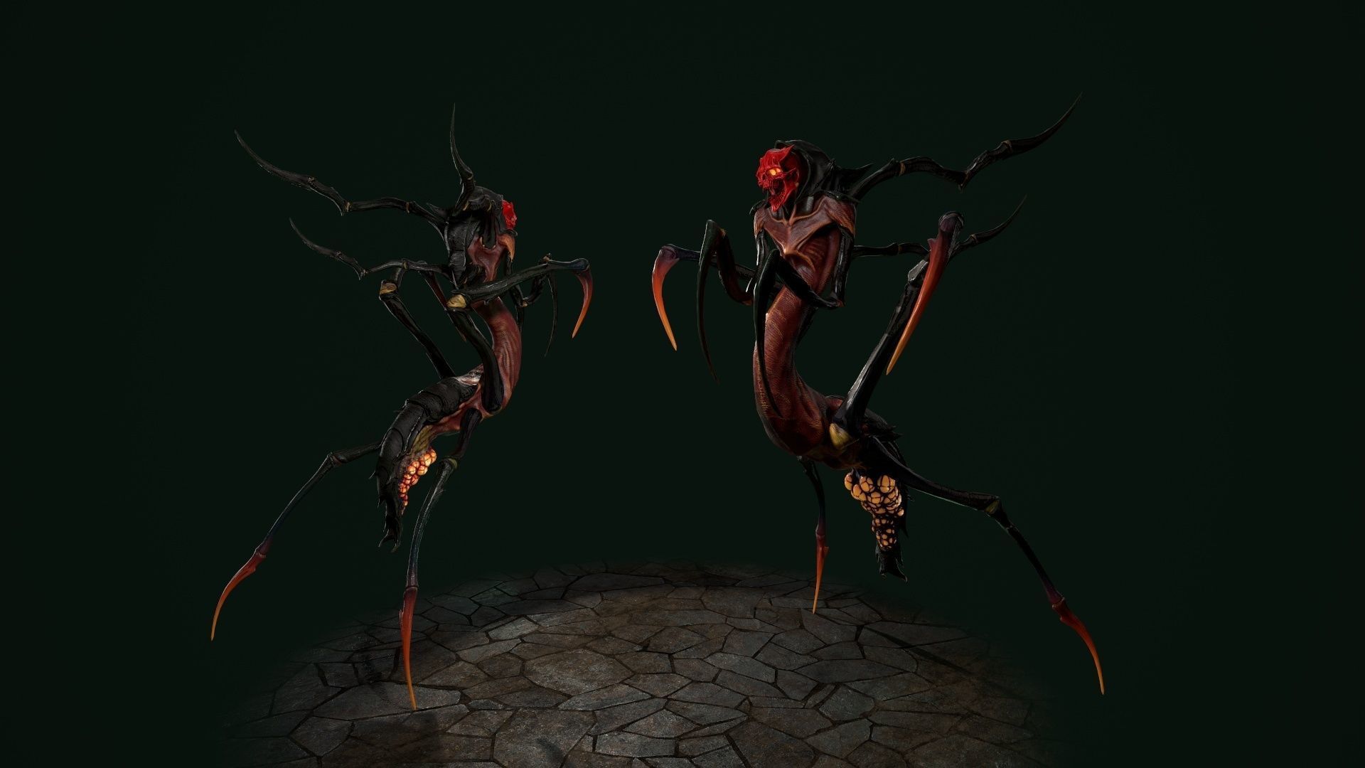 Spider 7 creature with long arms and legs Low-poly 3D model_13
