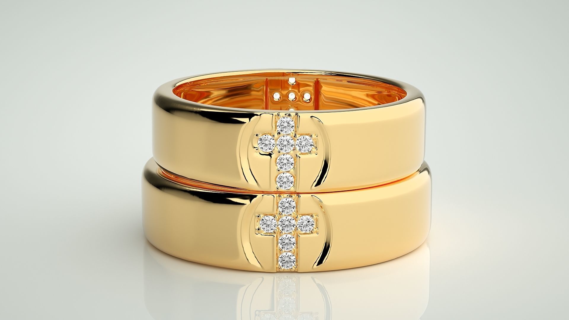 Cross Couple Band Ring 3dm stl render detail 3D print model_11