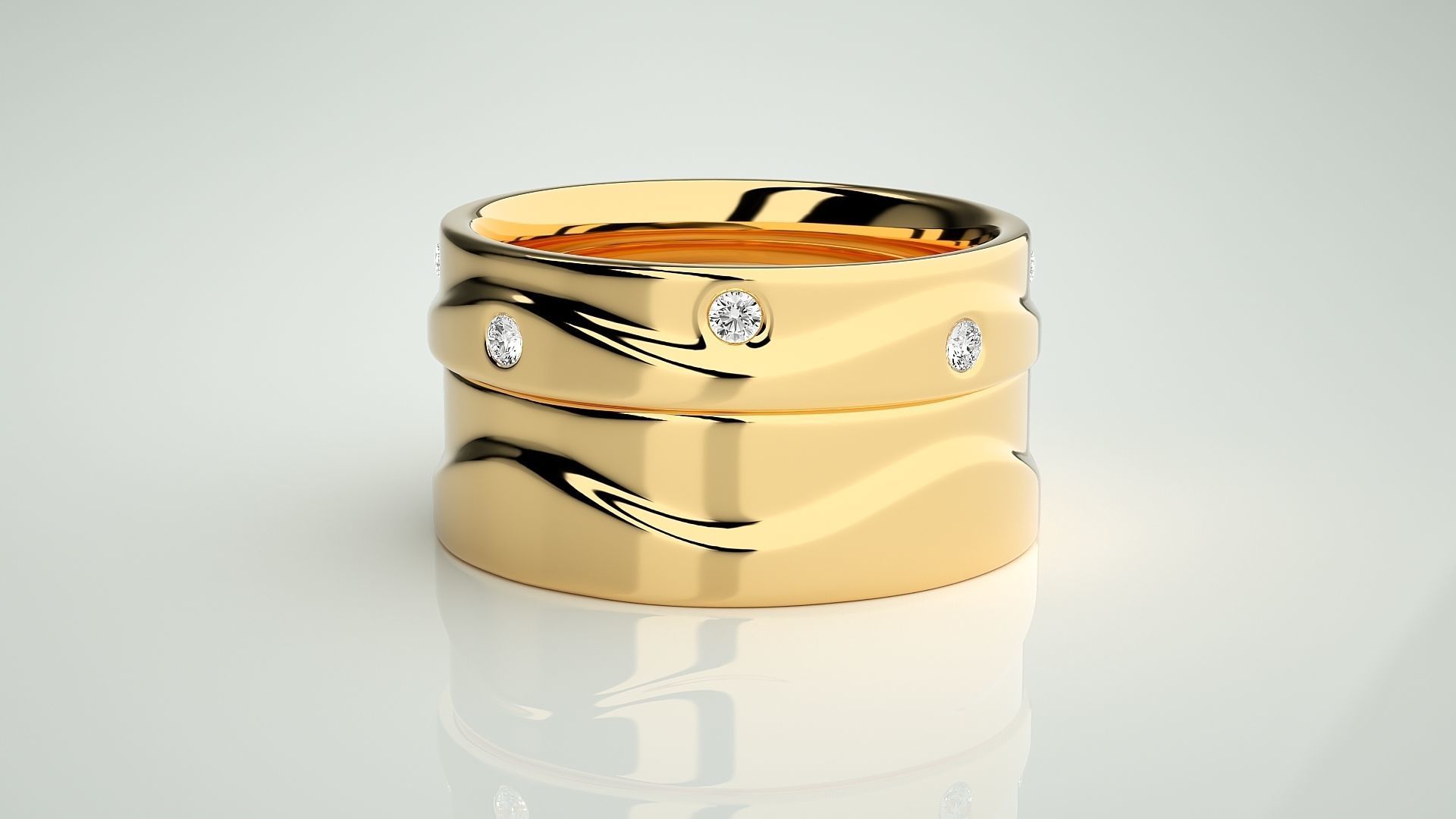 Solitaire Couple Band Ring 3dm stl render detail 3D print model_11