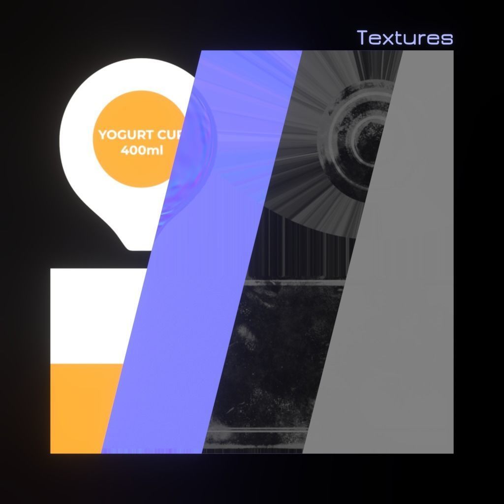 Yogurt Cup 400ml Cap Low-poly 3D model_29