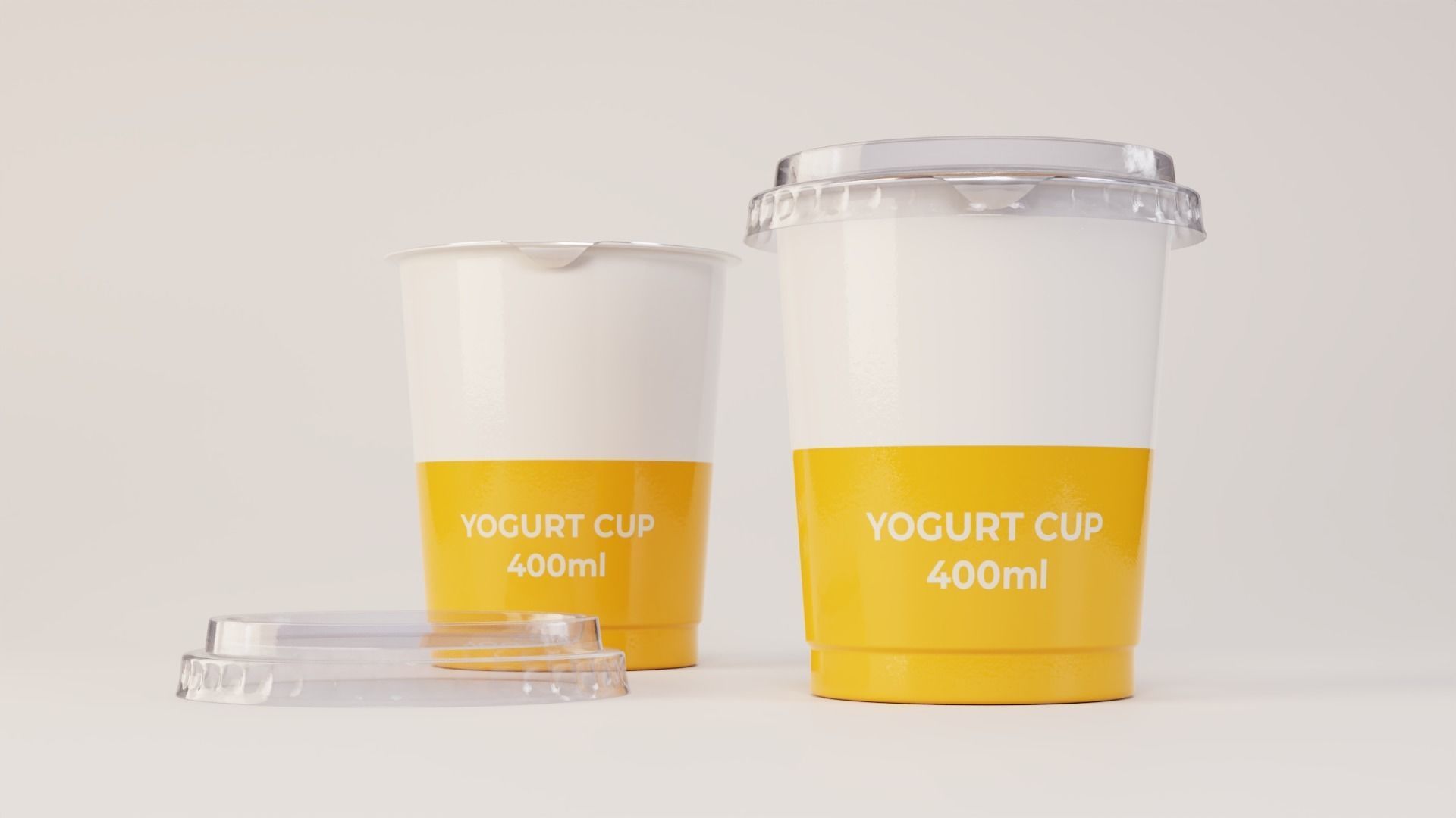Yogurt Cup 400ml Cap Low-poly 3D model_19