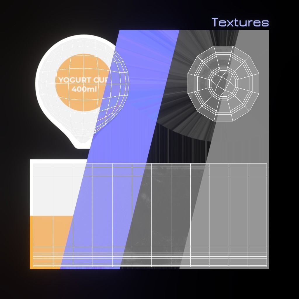 Yogurt Cup 400ml Cap Low-poly 3D model_26