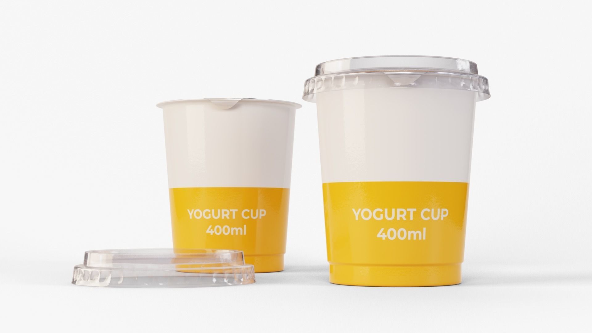 Yogurt Cup 400ml Cap Low-poly 3D model_5