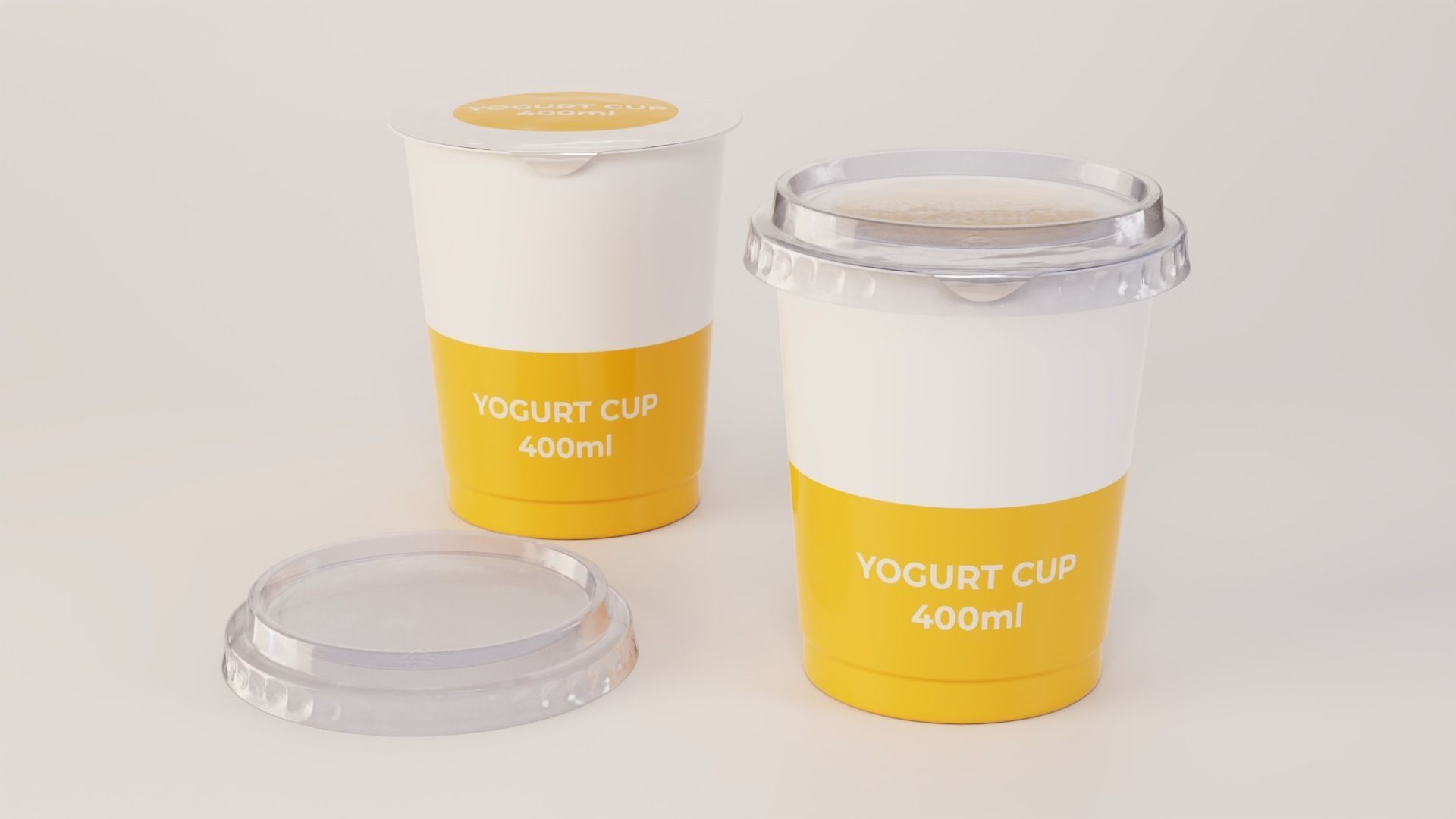 Yogurt Cup 400ml Cap Low-poly 3D model_18