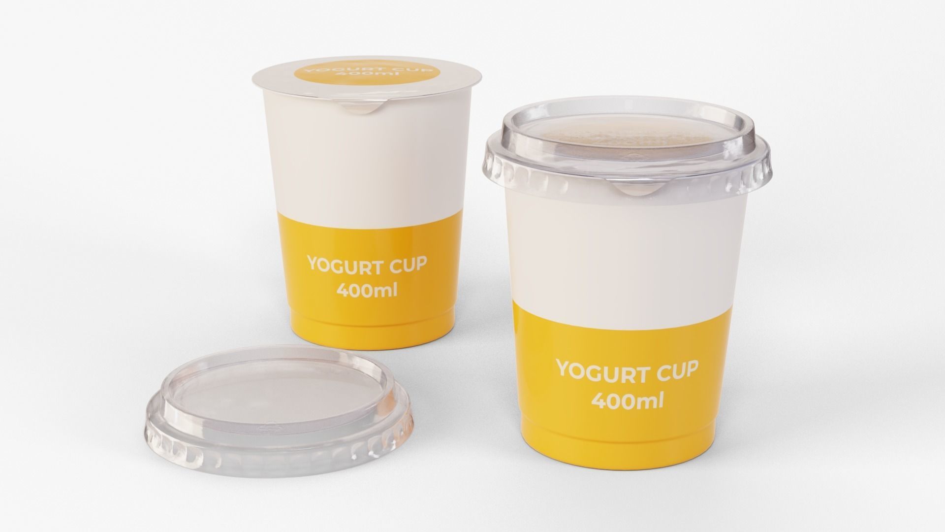 Yogurt Cup 400ml Cap Low-poly 3D model_0