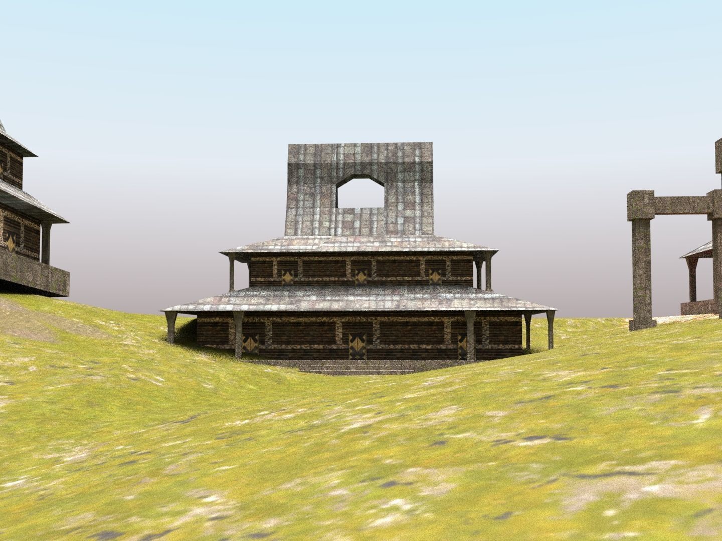 Low Poly Japanese Building Set GameReady and Textured PBR Low-poly 3D model_6