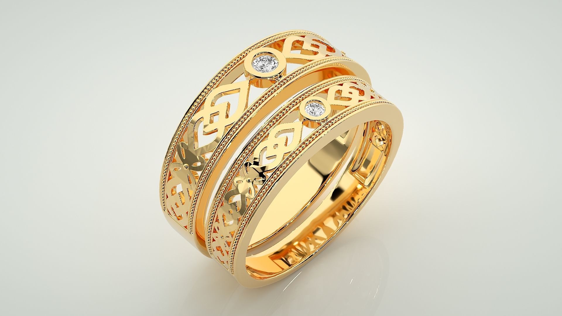 Solitaire Couple Band Ring 3dm stl render detail 3D print model_11