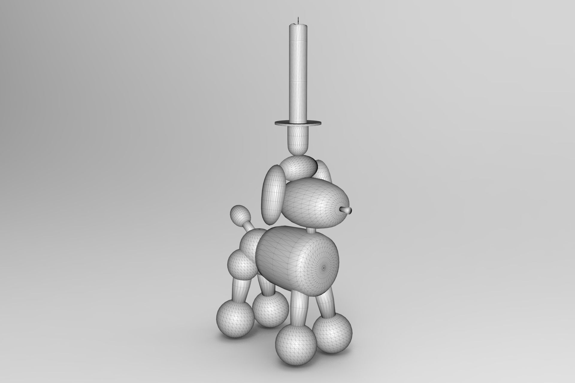 Candlesticks dog candle holder Low-poly 3D model_5