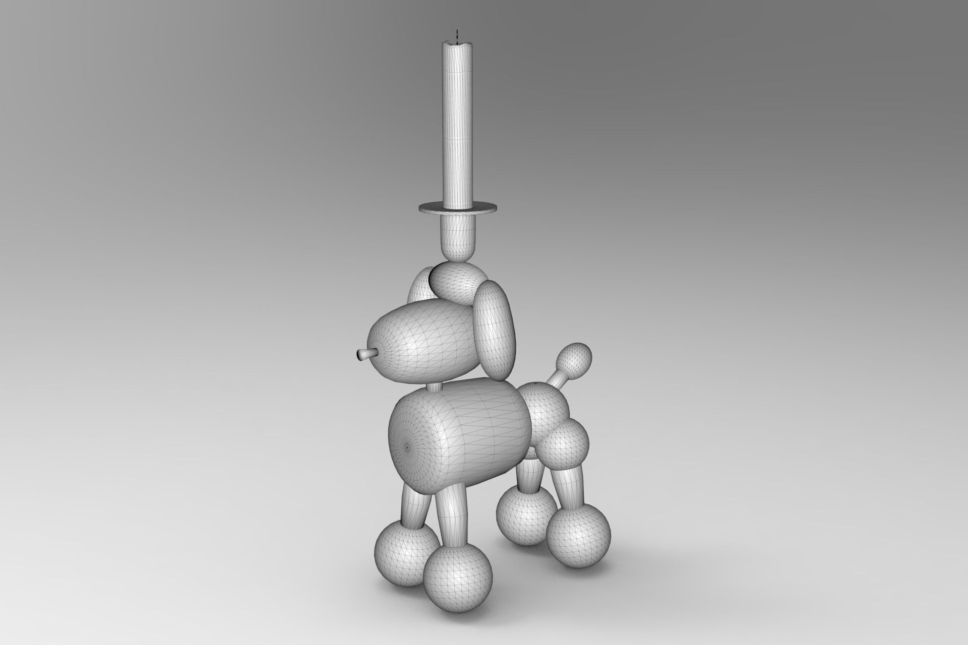 Candlesticks dog candle holder Low-poly 3D model_6