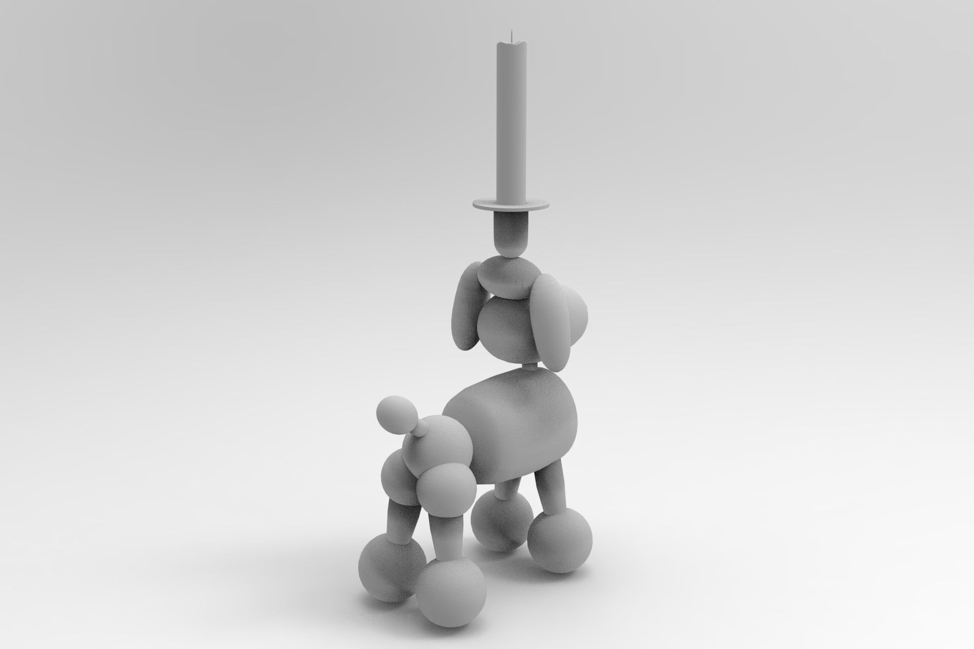 Candlesticks dog candle holder Low-poly 3D model_7
