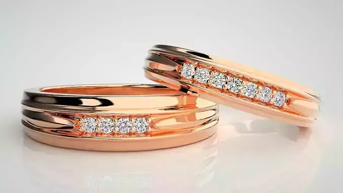 Couple Band Ring 3dm stl render detail 