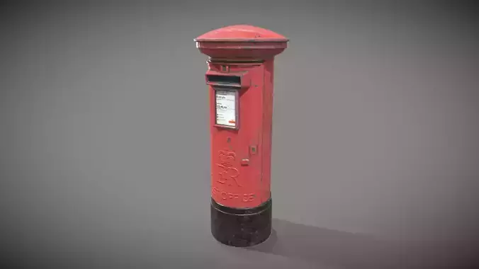 UK post box PBR Low-poly 3D model