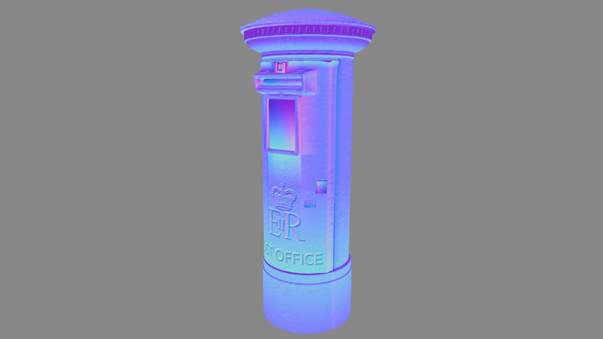 UK post box PBR Low-poly 3D model_9