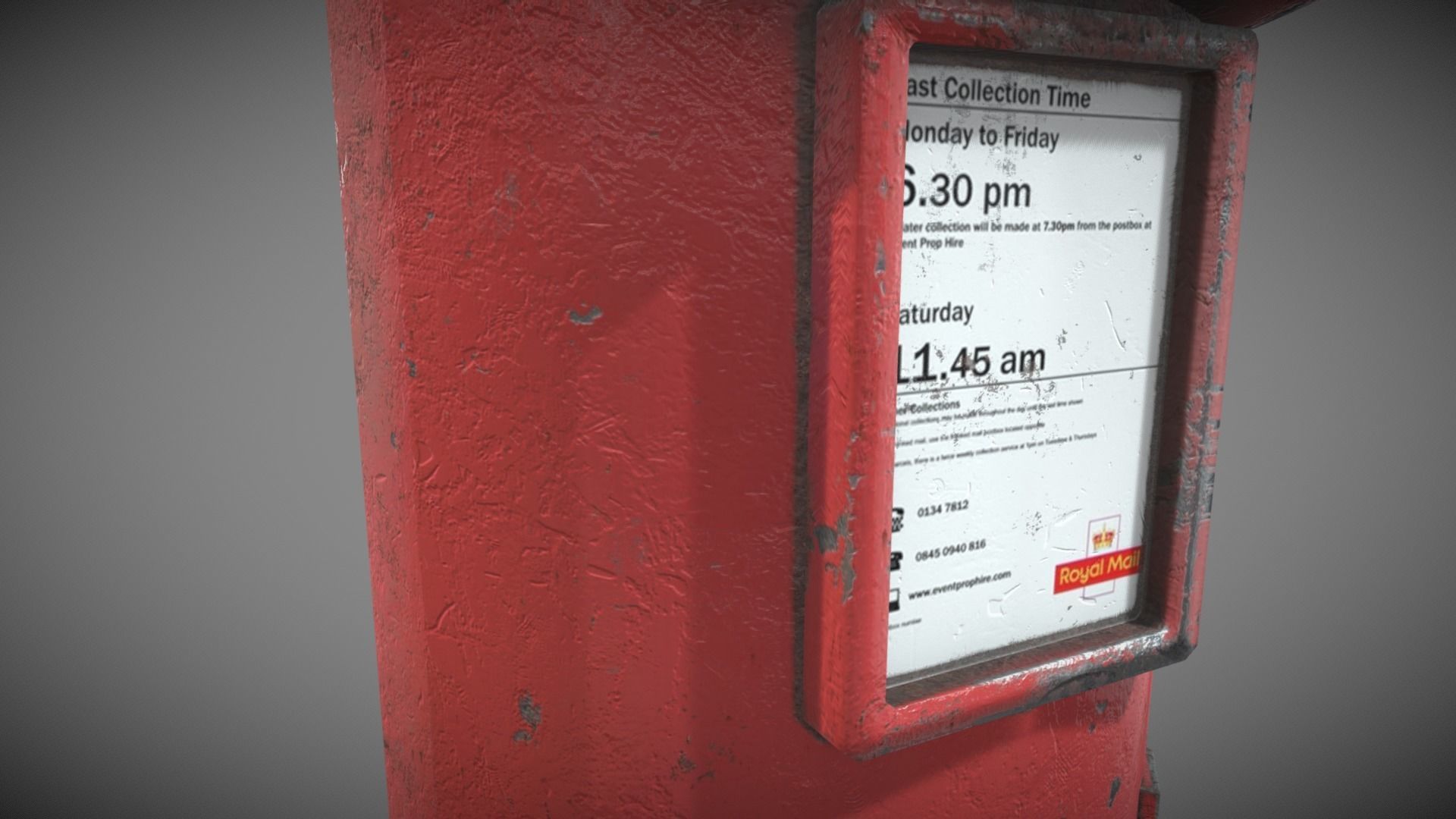UK post box PBR Low-poly 3D model_6