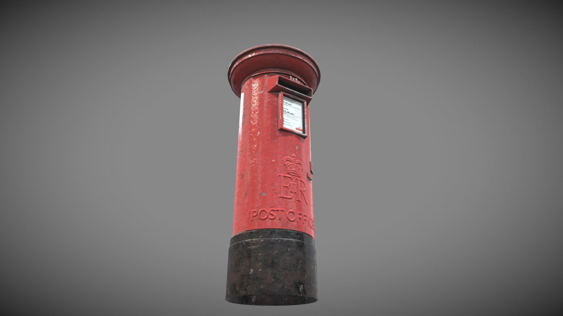 UK post box PBR Low-poly 3D model_1