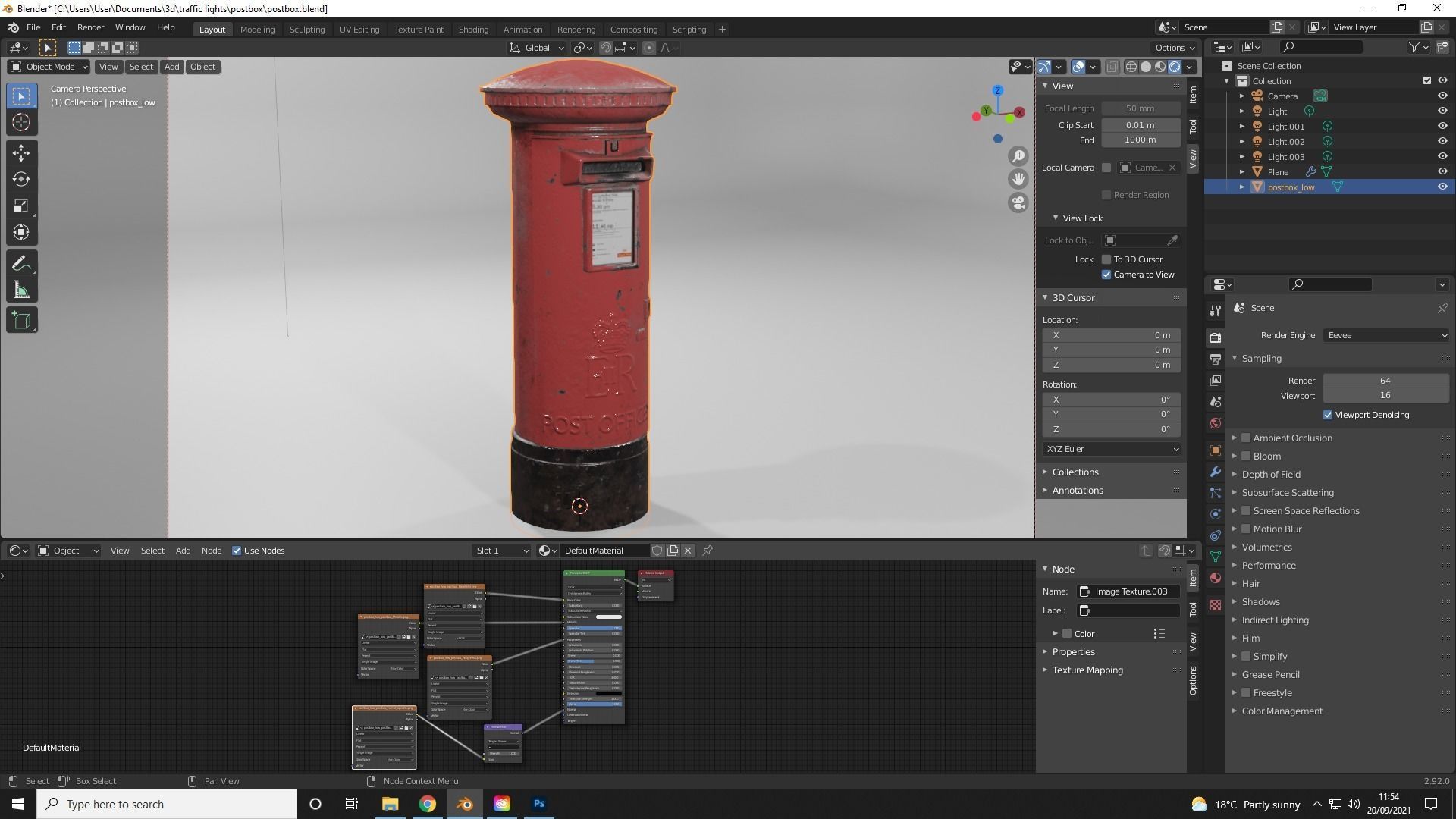 UK post box PBR Low-poly 3D model_14