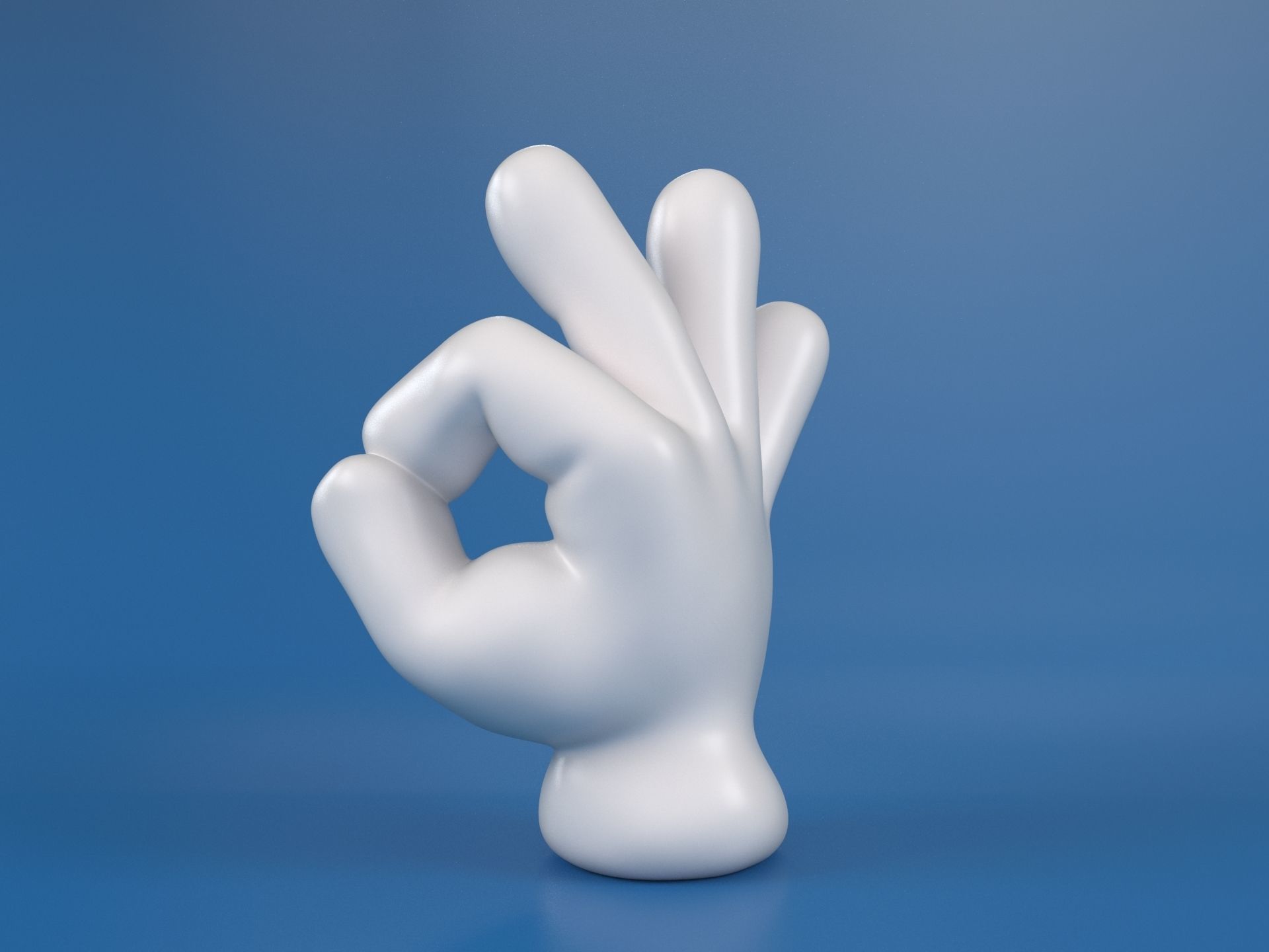 Cartoon hand 5 fingers OK 3D print model_5