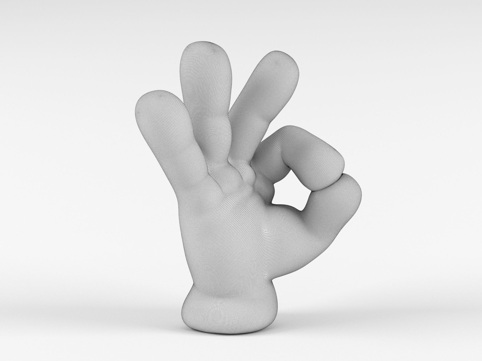 Cartoon hand 5 fingers OK 3D print model_1
