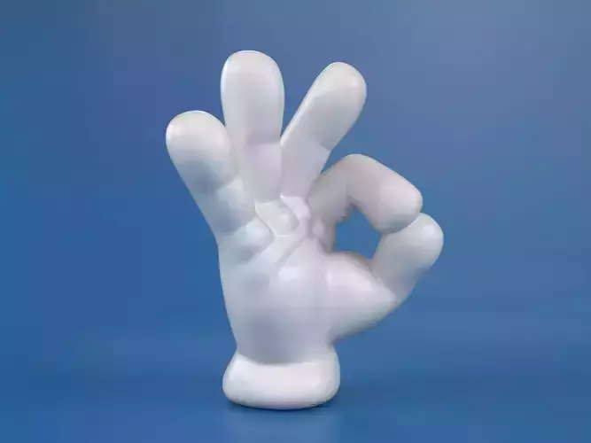 Cartoon hand 5 fingers OK 3D print model
