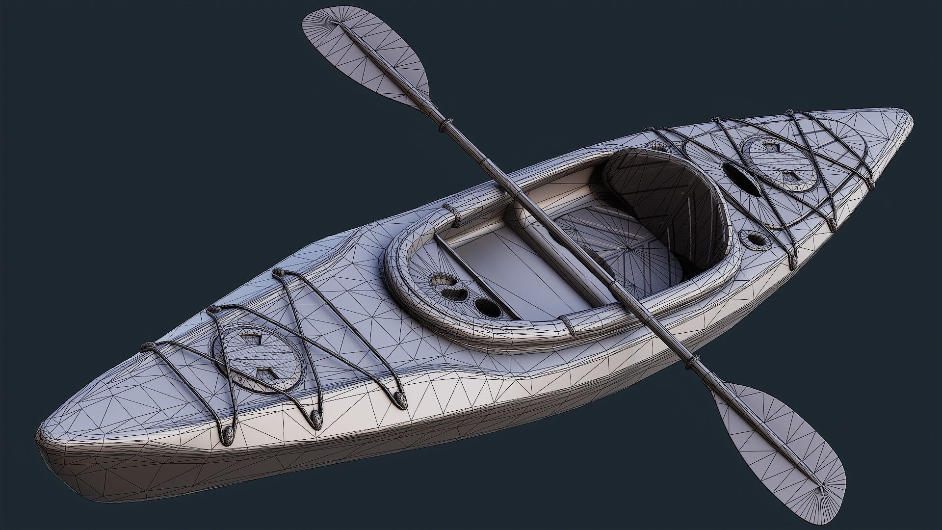 Low Poly PBR Kayak Low-poly 3D model_6