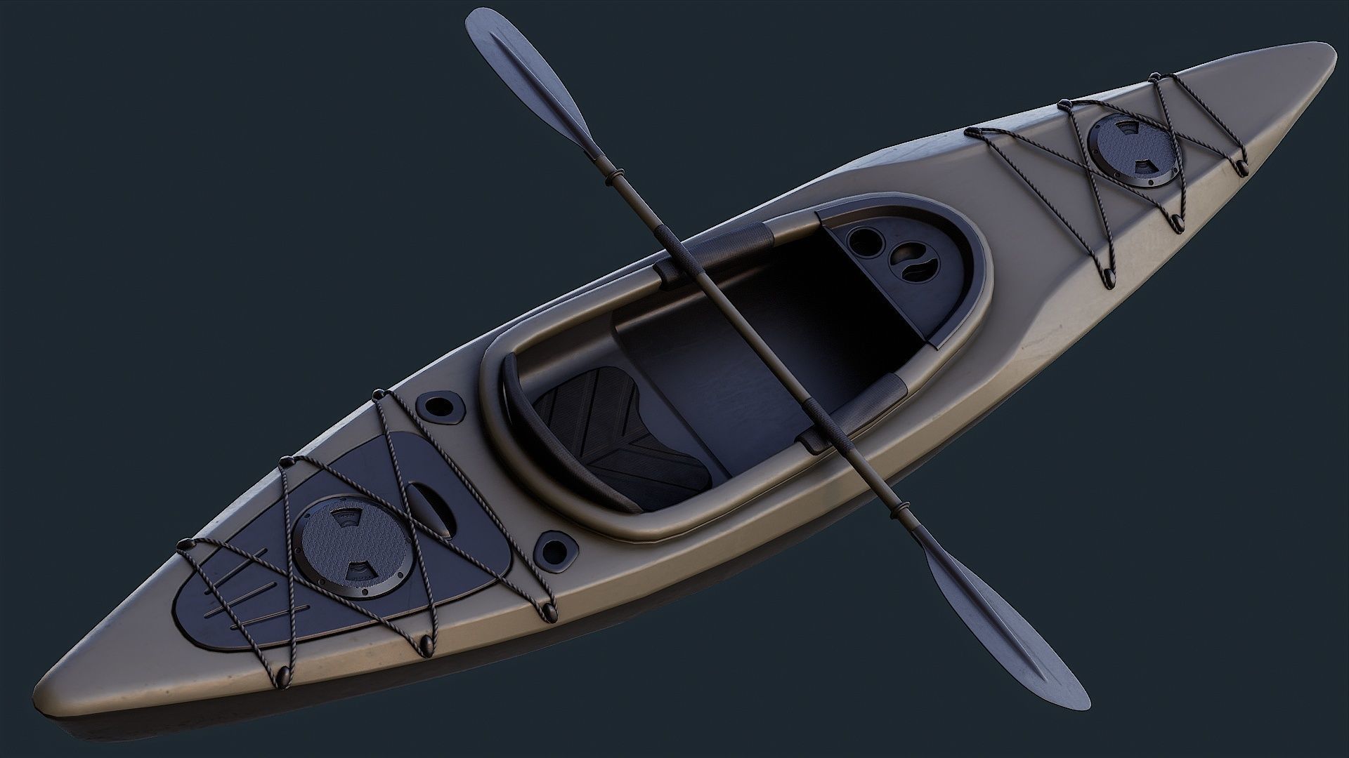 Low Poly PBR Kayak Low-poly 3D model_4