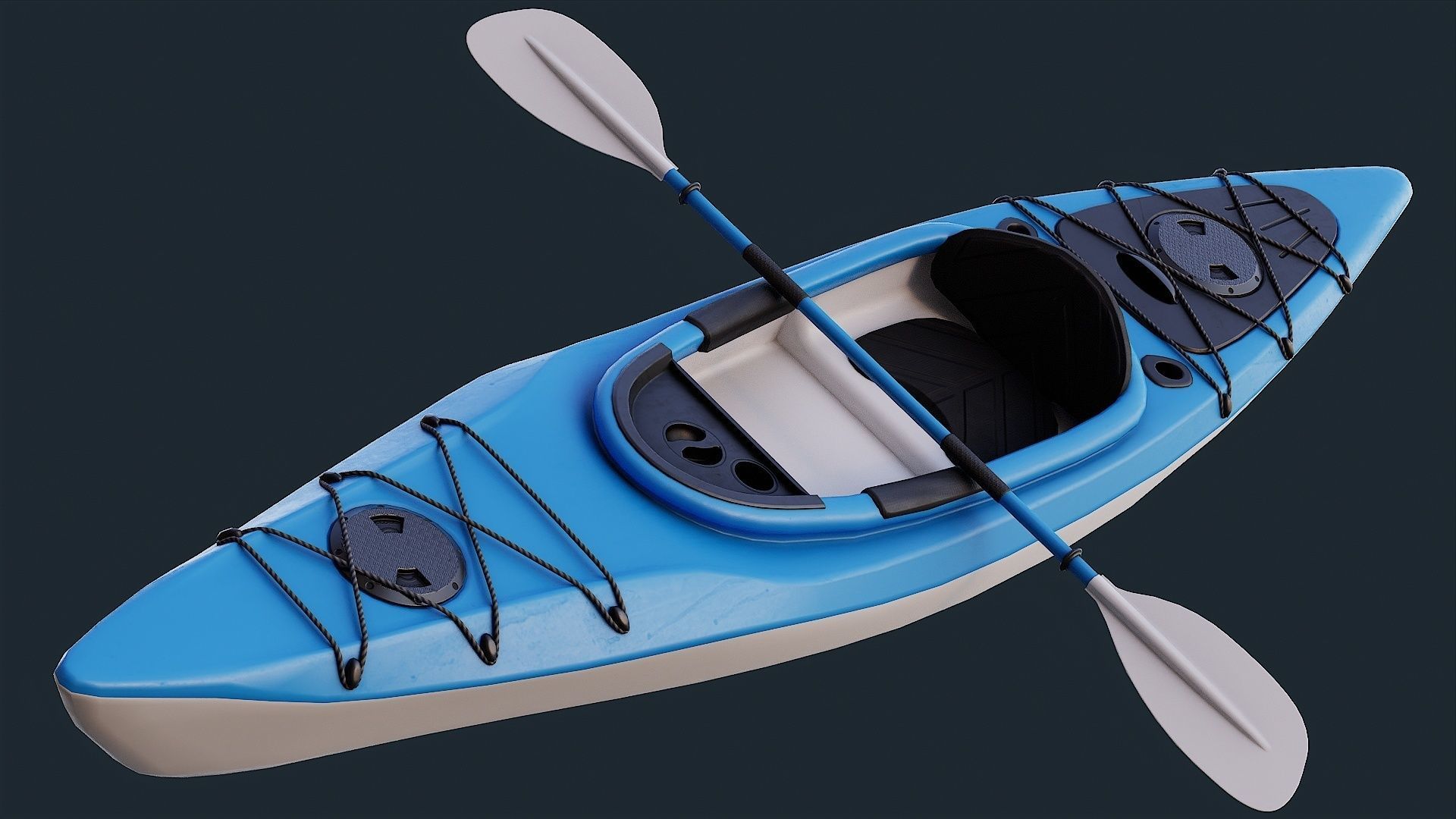Low Poly PBR Kayak Low-poly 3D model_11